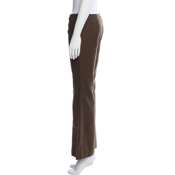 TORY BURCH Wool Wide Leg Flare Women's Pants 4 Olive Green Sailor Military Tweed - Picture 4 of 5